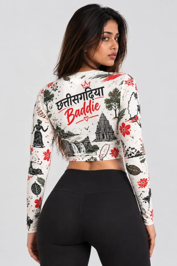 ChatGPT Image Sep 20, 2026, 06_04_06 PM Chhattisgarhiya Baddie Full Sleeve Crop Top - White